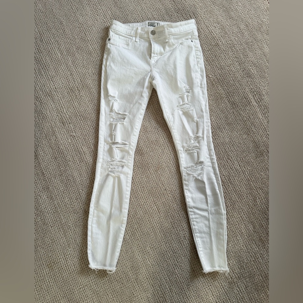 Abercrombie & Fitch Distressed White Jeans